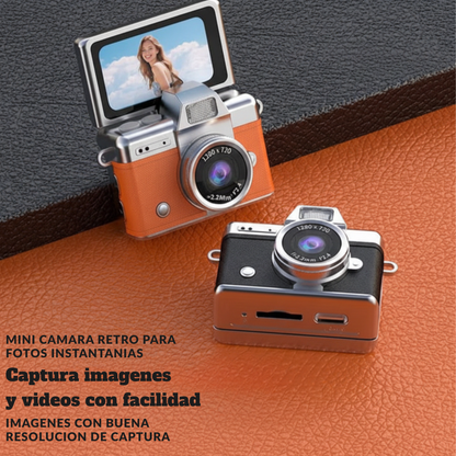 Mini Cámara Retro Pantalla 180° 1080p