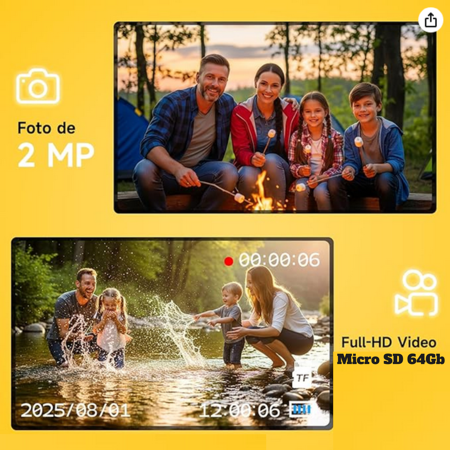 Mini Cámara Retro Pantalla 180° 1080p