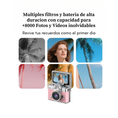 Mini Cámara Retro Pantalla 180° 1080p