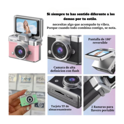 Mini Cámara Retro Pantalla 180° 1080p